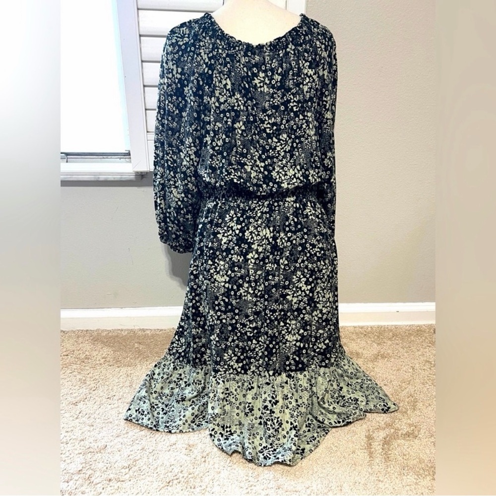 Knox Rose Womens Long Sleeve Dress Size L Prairie Floral Printed Pockets Swing - Picture 5 of 10
